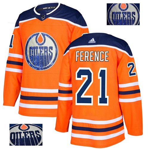 Adidas Oilers #21 Andrew Ference Orange Home Authentic Fashion Gold Stitched NHL Jersey